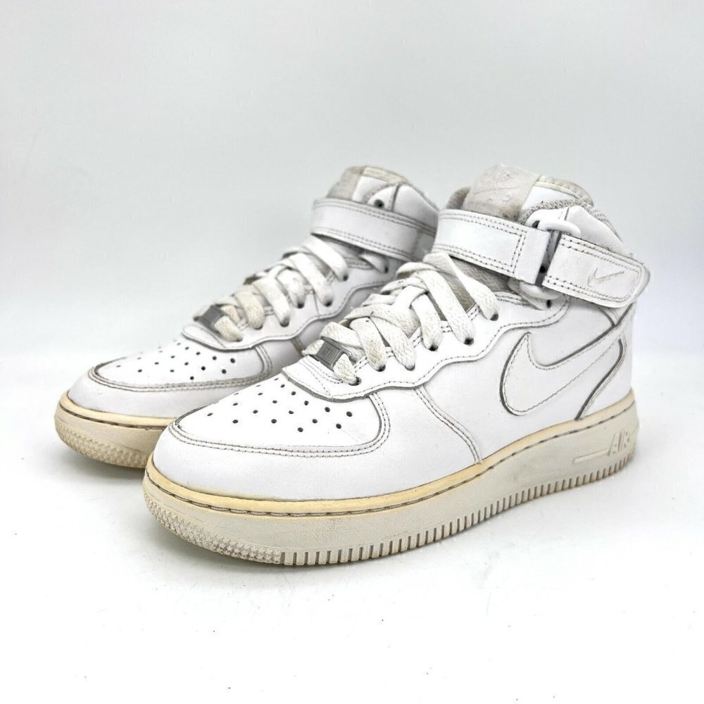 Nike Air Force 1 Mid Af1 Triple White Youth Sneaker Shoes 314195-113 Size 4Y
